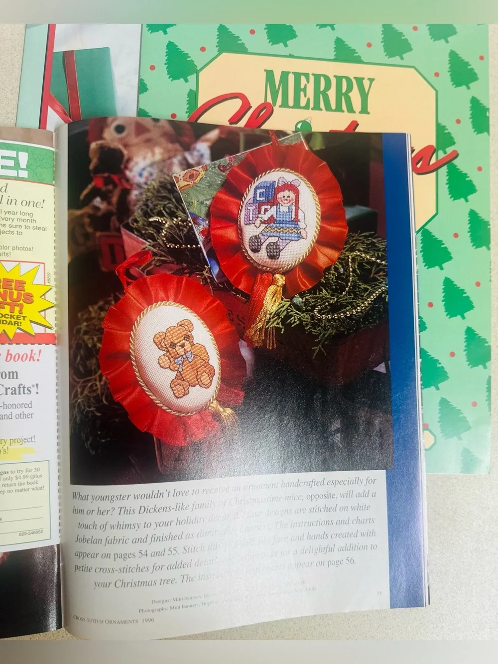 Vintage Lot of 4 Cross-Stitch & Holiday Ornament /Craft Books